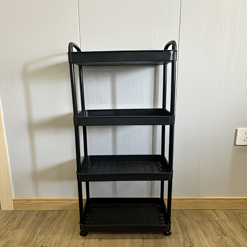 Heavy-duty four-layer rolling storage trolley - all-terrain wheel mobile storage rack