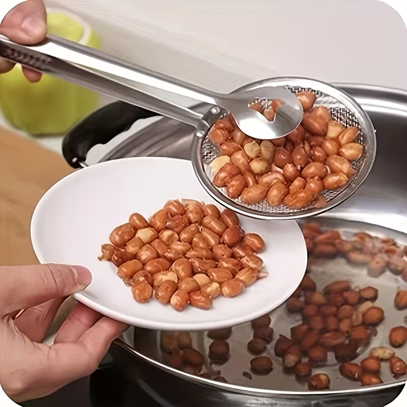 Extended stainless steel oil strainer | Multi-functional non-stick oil pan clamp