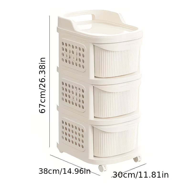 A unique and stylish multi-tiered, large-capacity trolley with drawers, easy to assemble.
