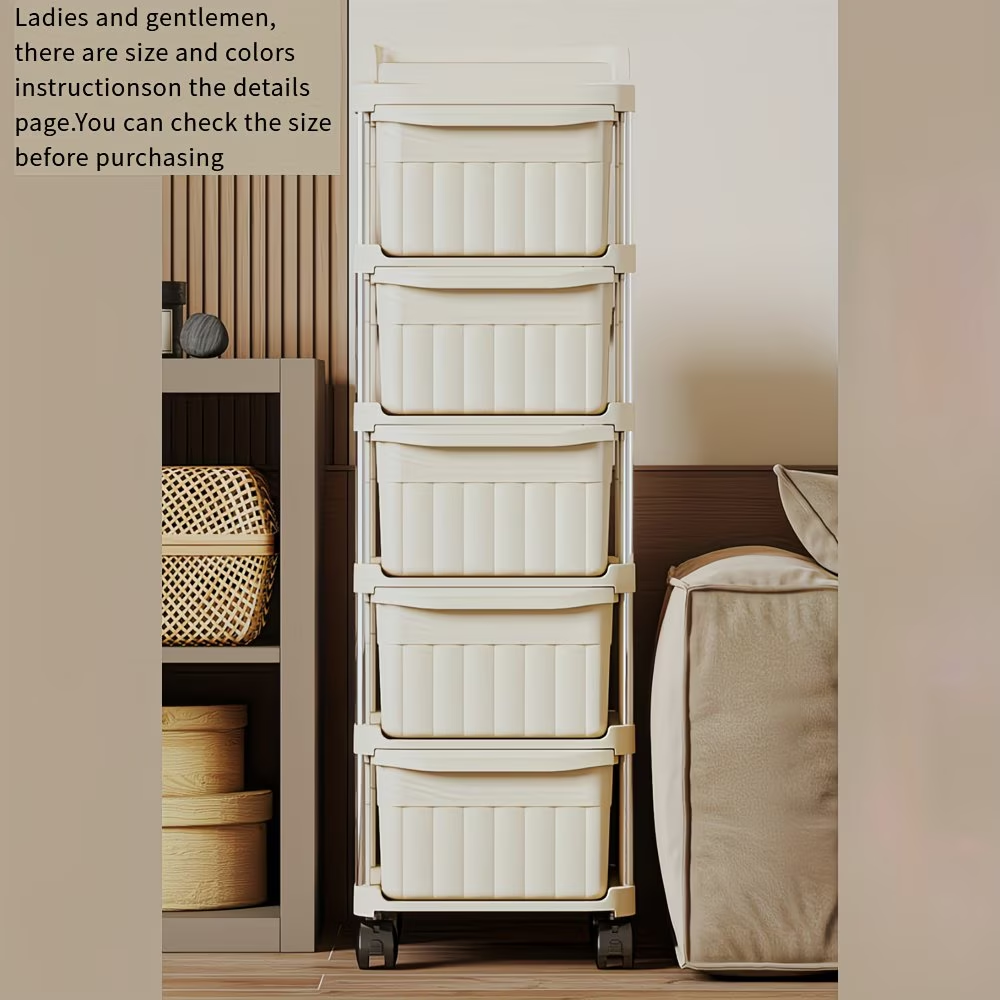 2-Tier Rolling Drawer Storage Cart with Wheels