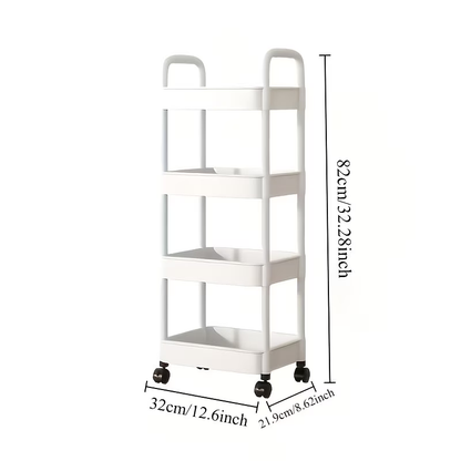Heavy-duty four-layer rolling storage trolley - all-terrain wheel mobile storage rack