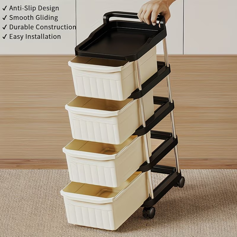 2-Tier Rolling Drawer Storage Cart with Wheels